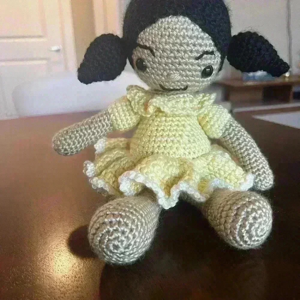 Doll Plush Stuffed Toy Handmade Crochet Plushie‎ Yellow And Black